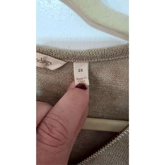 SOFT SURROUNDINGS BEIGE 3/4 ZIP PULLOVER THIN KNIT TOP WOMENS SZ 2XL - Picture 4 of 9